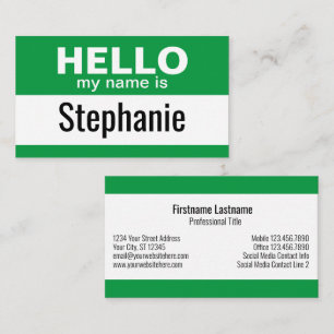 Hej mitt namn är - Grönt - Business Contact Info Visitkort