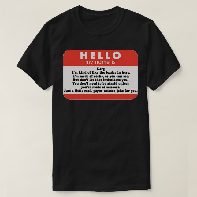 Hej mitt namn är Korg Sticker Copy T Shirt (Design framsida)
