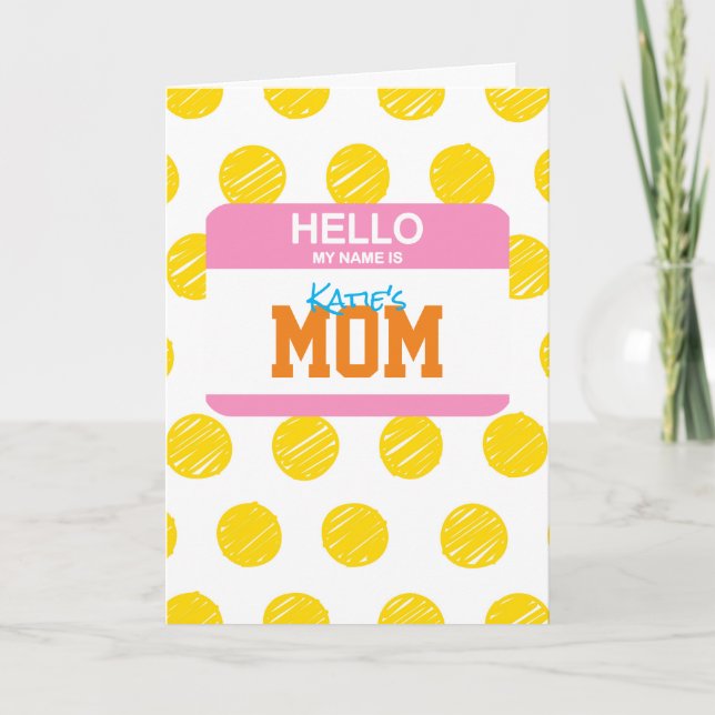 Hej Mitt Namn Är MAMMA Namnskylt Föräldraskap Humo Helgkort (Framsida)