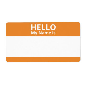 Hej Mitt Namn är Orange och etiketter för vita Nam Fraktsedel