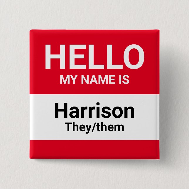 Hej mitt namn är röd namn-uttal-ID Knapp (Framsida)