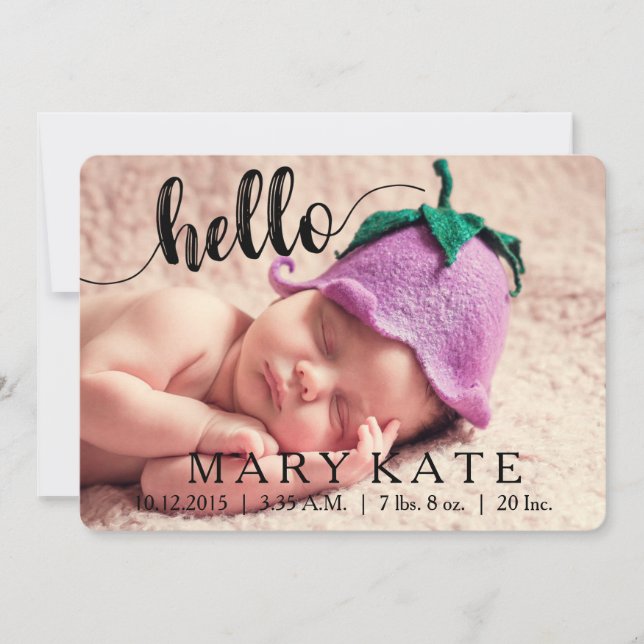 HEJ MODERN BIRTH ANNOUNCEMENT PHOTOCARD BLACK MEDDELANDE (Framsida)