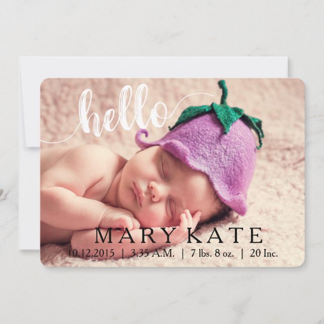 HEJ MODERN BIRTH ANNOUNCEMENT PHOTOCARD WHITE MEDDELANDE (Framsida)