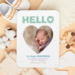 Hej Modern Elegant Baby födelsemeddelande om foto Magnet