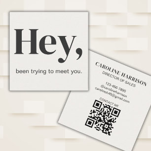 Hej Modern minimal, fetstil QR-kod svart Fyrkantigt Visitkort