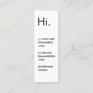 Hej Modern minimal vit och svart Mini Visitkort