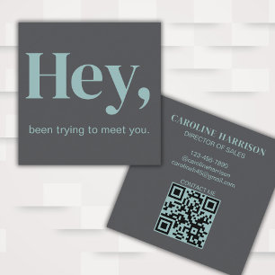 Hej Modern minimalist Fold Colorful QR Code Grått Fyrkantigt Visitkort