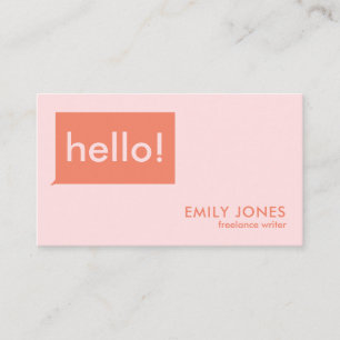 Hej Modern Orange för minimal Rosa Visitkort