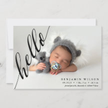 Hej Modern Photo Baby Birth Notice