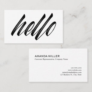 Hej Modern Script Black White-kontaktinformation Visitkort