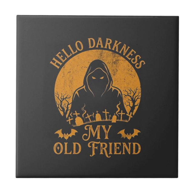 Hej Mörker Gamla Vän Reaper Orange Måne Grav Kakelplatta (Framsidan)