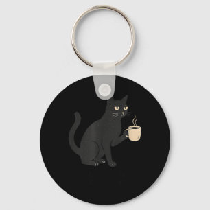Hej mörker gamle vän katt och kaffe Halloween Nyckelring