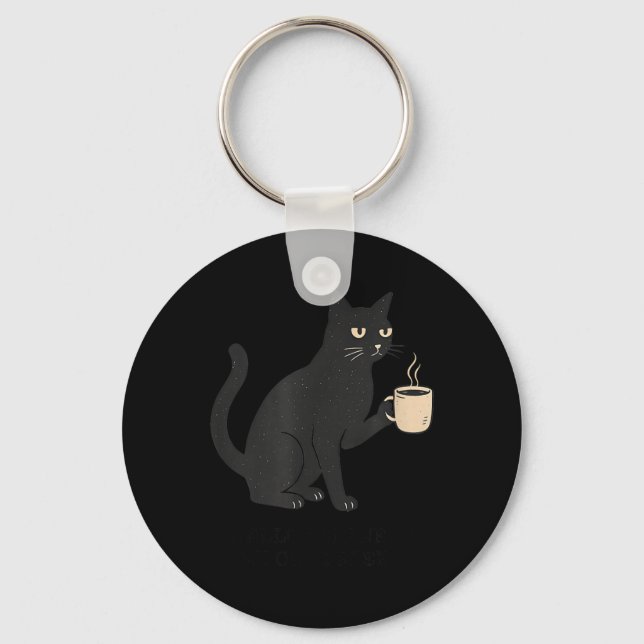 Hej mörker gamle vän katt och kaffe Halloween Nyckelring (Framsida)