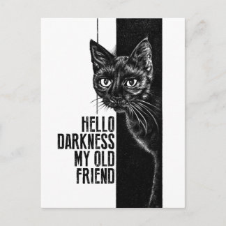 Hej Mörker Min Gamla Vän Svart Katt Skiss V2 Vykort