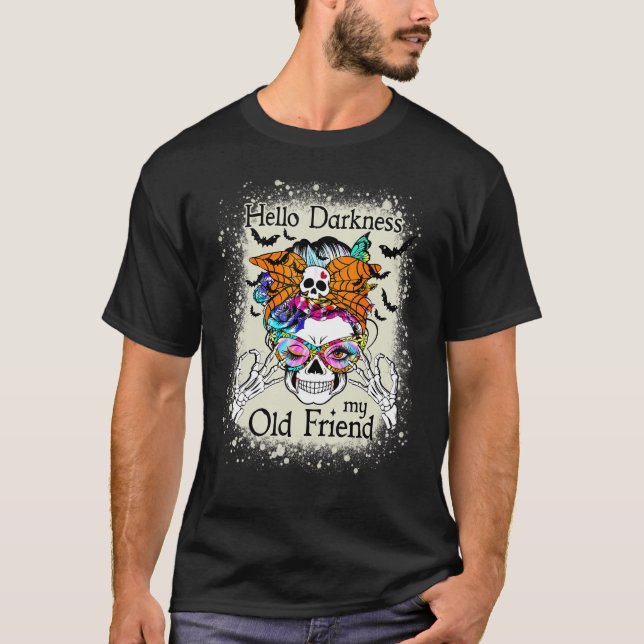 Hej Mörker min gamle vän Halloween Messy Bun T Shirt (Framsida)