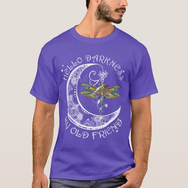 Hej Mörkret Min gamle vän Måne och Dragonfly fu T Shirt (Framsida)
