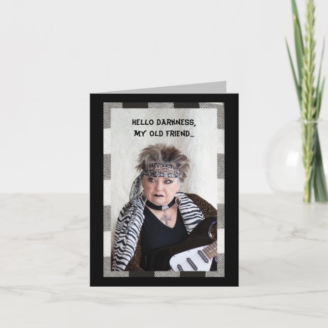 Hej Mörkret, min gamle vän, roligt kort (Framsida)