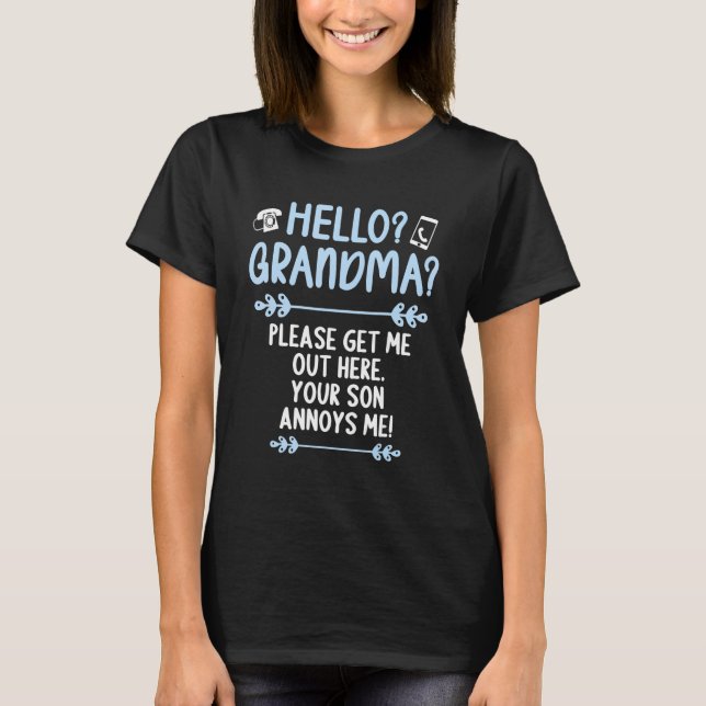 Hej Mormor snälla få ut mig härifrån Barnbarn T Shirt (Framsida)