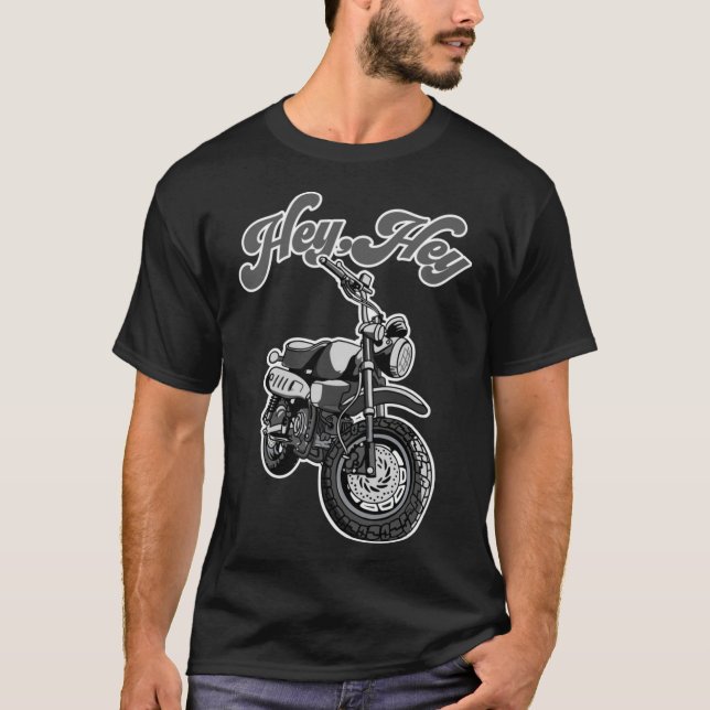 Hej, Motorcycle mini-moto Monkey roligt T Shirt (Framsida)