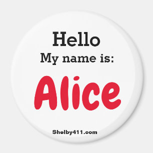 Hej My namn är: Alice magnet