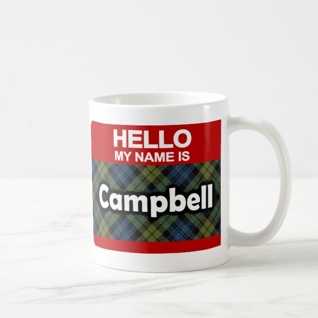Hej My Namn är Campbell Scottish Tartan Kaffemugg (Höger)