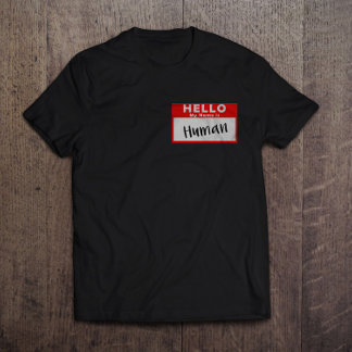 Hej My Namn är Human Lämnat Chest Print T Shirt