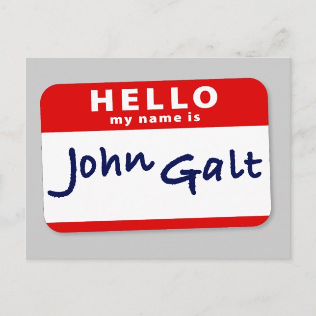 Hej My Namn är John Galt Vykort (Framsida)