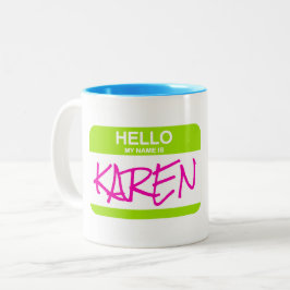 Hej My Namn är KAREN Grönt Nametag Office Roligt Två-Tonad Mugg