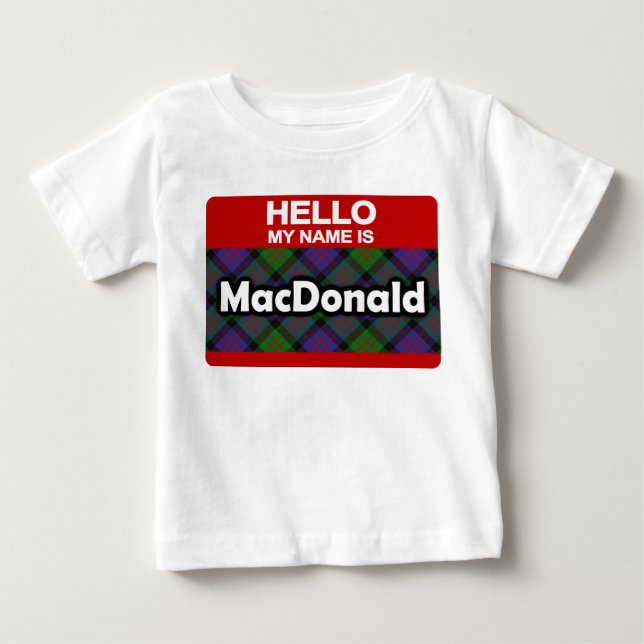 Hej My Namn är MacDonald Scottish Klan Tartan Tee Shirt (Framsida)