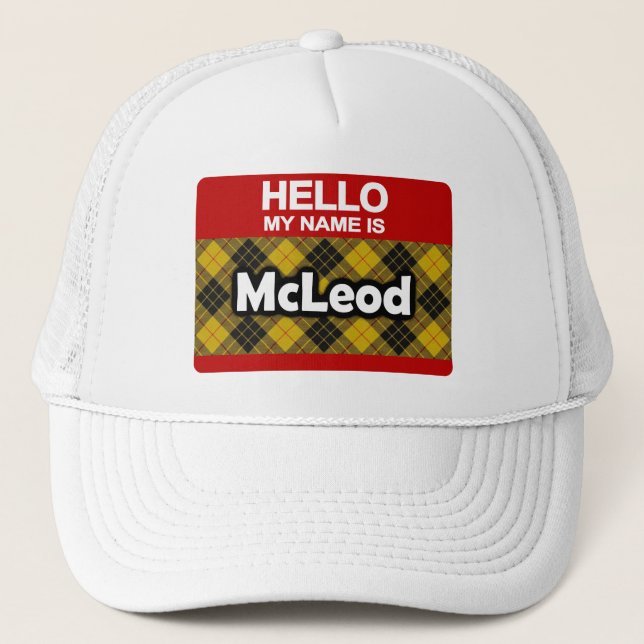 Hej My Namn är McLeod Scottish Klan Tartan Truckerkeps (Framsida)