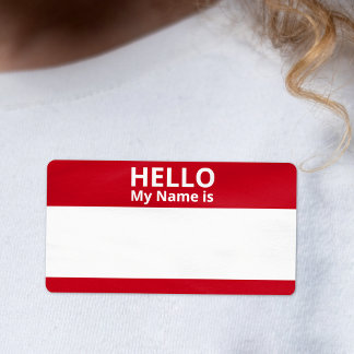 Hej My Namn är Red White Standard Namn bricka-etik Fraktsedel