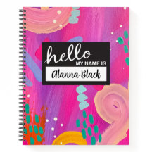 Hej My Namn är Rosa Abstrakt Aesthetic Notebook