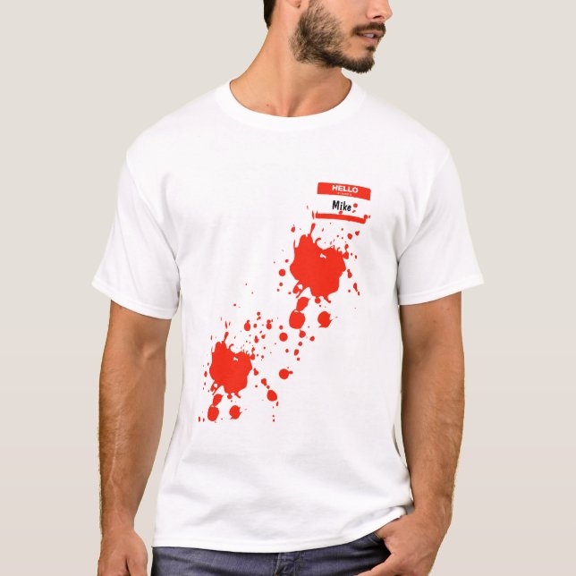 "Hej My Namn is" Namn bricka Halloween Costume T Shirt (Framsida)