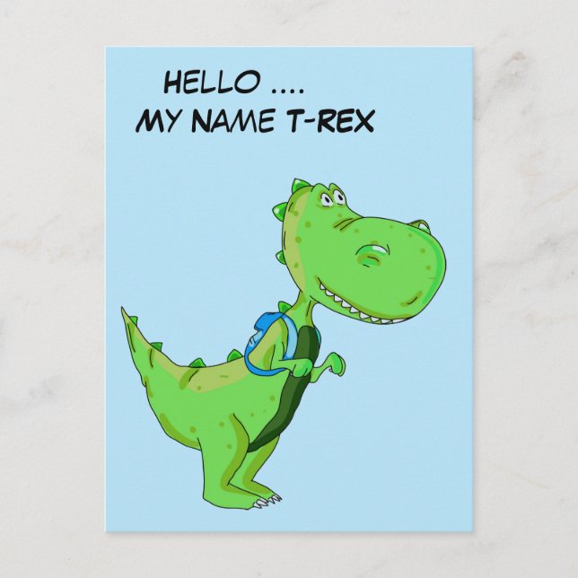 Hej My Namn TRex Vykort (Framsida)