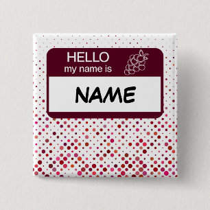 Hej Namn Badge Vin Polka dots Anpassad Knapp