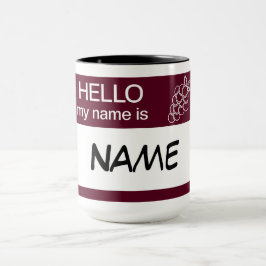 Hej Namn Badge Vin Tasting Customize Mugg