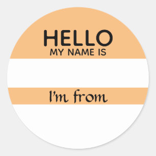 Hej Namn bricka där jag kommer från Runt Klistermärke