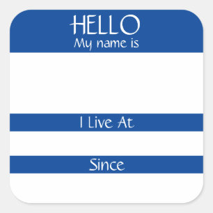 Hej Namn bricka Sticker Badge Fyrkantigt Klistermärke