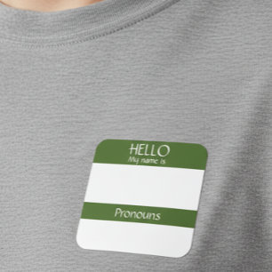 Hej Namn bricka Sticker Badge Pronouns är Fyrkantigt Klistermärke