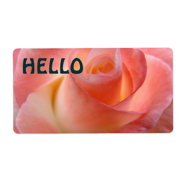 HEJ Namn Märken Rosa Ros Blommor Etiketter Fraktsedel (Framsidan)