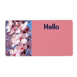 Hej namnskyltar etiketter rosa Vårblommor anpassad Fraktsedel