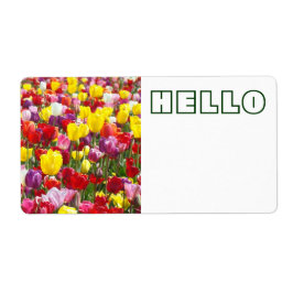 HEJ namnskyltar etiketter Tulpan Blommor Vår Fraktsedel