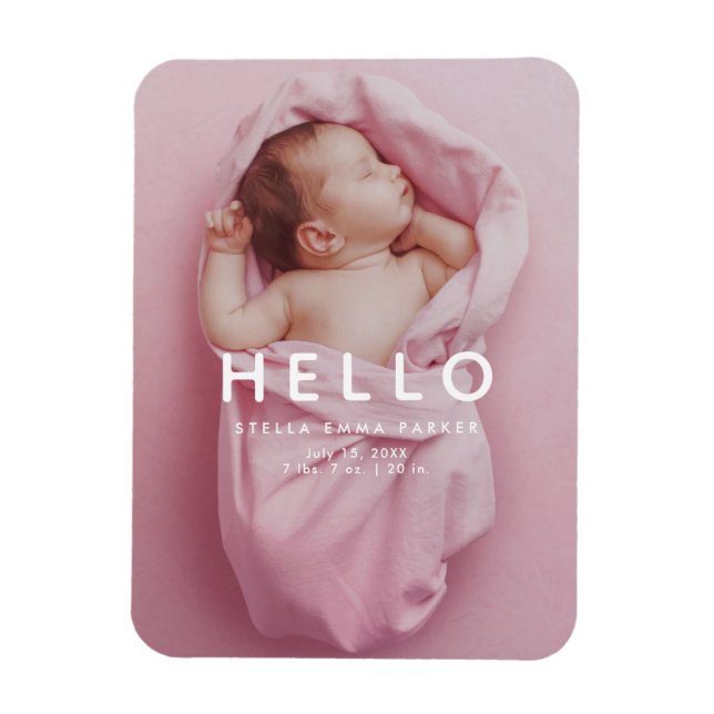 HEJ Newborn Baby Photo Birth Announcement Magnet (Vertikal)