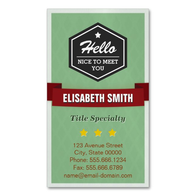 Hej Nice för att träffa dig - Snyggten för modern  Magnetiska Visitkort (Framsida vertikal)