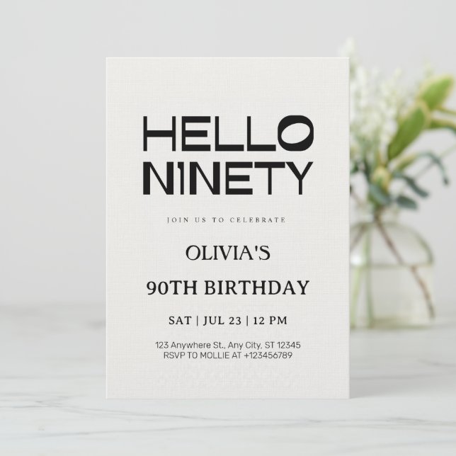 Hej Ninety Chic 90-årsdag Inbjudningar (Stående Fram)