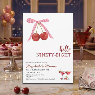 Hej Nittioåtta Cherry Martini Födelsedagsfest Inbjudningar