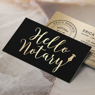 Hej Notary Loan Signing Agent Elegant Black Guld Visitkort