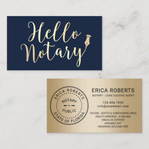Hej Notary Loan Signing Agent Elegant Navy Guld Visitkort