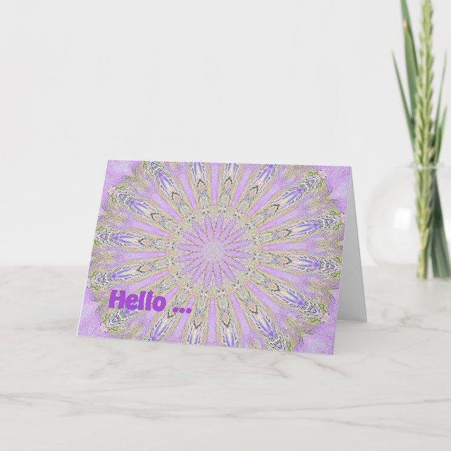 Hej Note Card, Lavender Digital Design Kort (Framsida)