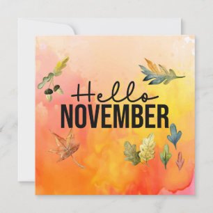 Hej november med Falling Löv water Holl Julkort